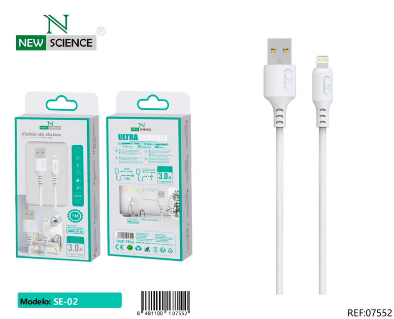 Cabo Branco USB - Lightning 2M 3A NEWSCIENCE SE-02