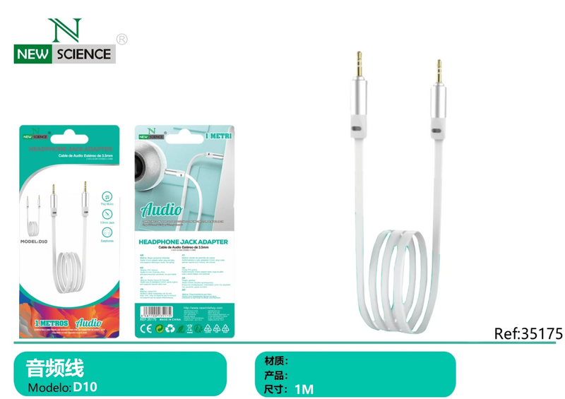 Cabo Audio Jack 3.55mm para jack 3.5mm NewScience