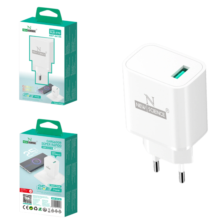 Carregador Branco USB 25W NewScience SLD-T73