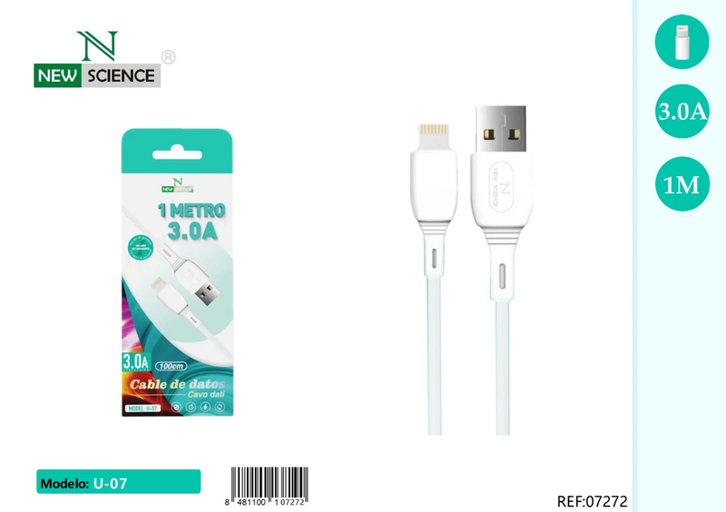 Cabo USB - Lightning 1M 3A NewScience Model U-07