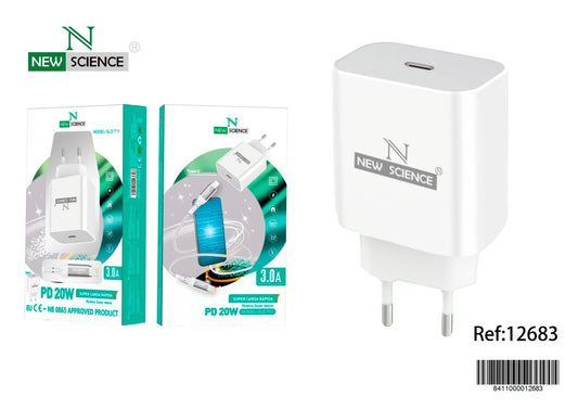 Carregador TYPE-C 20W + Cabo TYPE-C to Lightning New Science 1M 3.4A