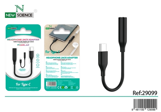 Adaptador Type-C para Jack Audio Preto NewScience