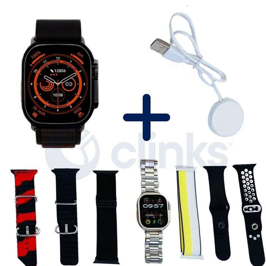 Pack ( Smart Watch Ultra + 7 braceletes diferentes + Carregador Magnético )
