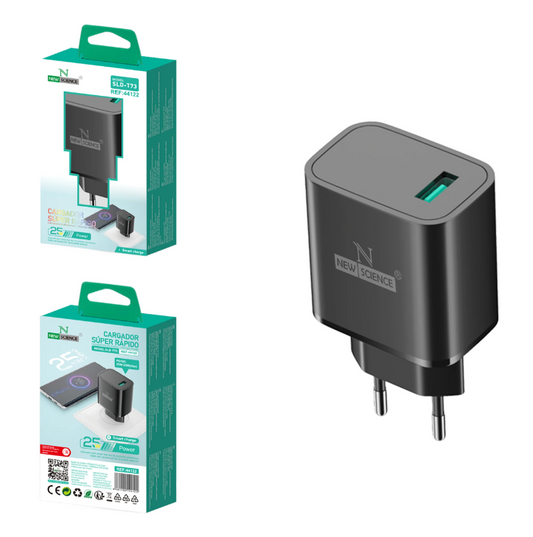 Carregador Preto USB 25W NewScience SLD-T73
