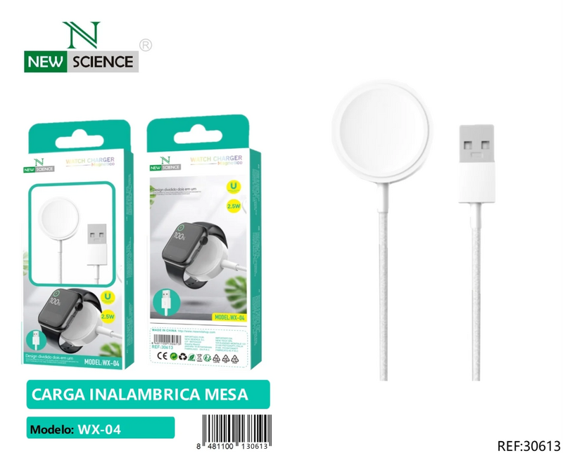 Cabo Carregamento Magnético SMARTWATCH USB NEWSCIENCE 2.5W WX-04